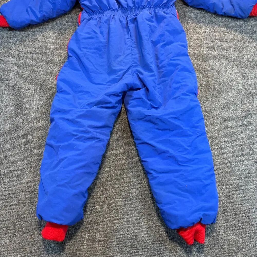 Vintage REI Kids Snowsuit Blue Red One Piece Ski Suit Warm Outdoor Size XS 4/5